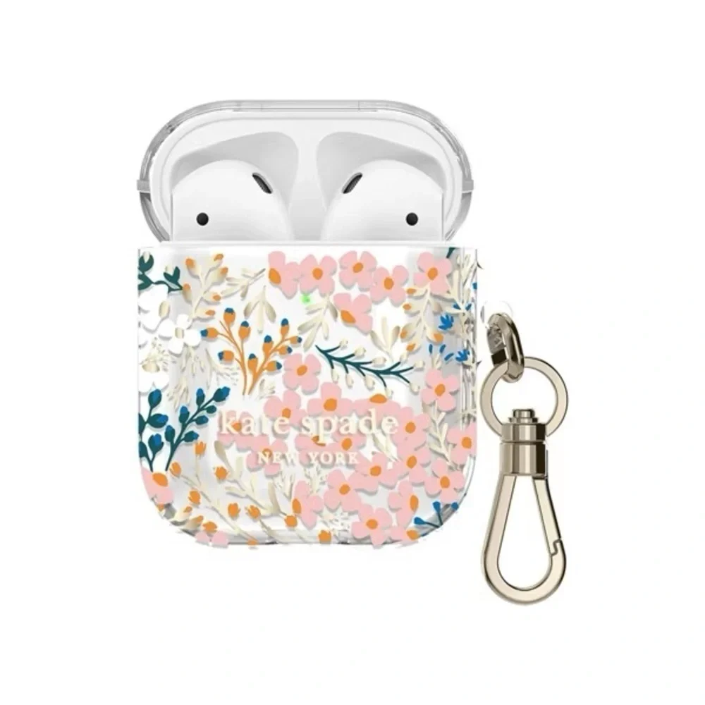 Kate Spade New York Floral Apple AirPods Case with Clip::1st & 2nd Generation